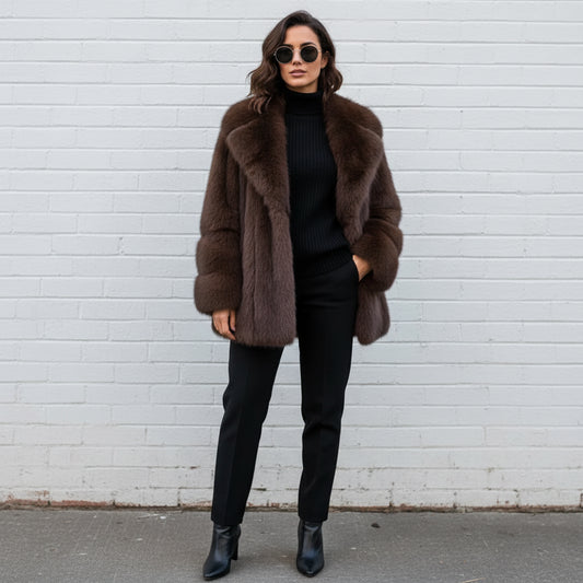 Manteau court fausse fourrure