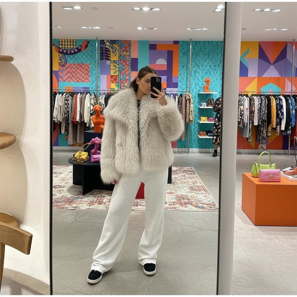 Manteau court fausse fourrure