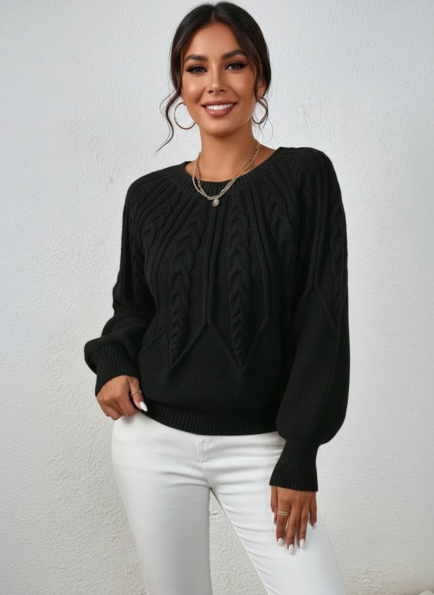 Pull Tricoté Torsadé Décontracté