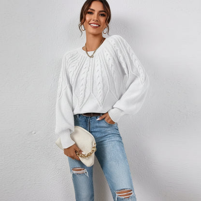 Pull Tricoté Torsadé Décontracté