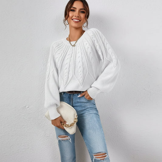 Pull Tricoté Torsadé Décontracté