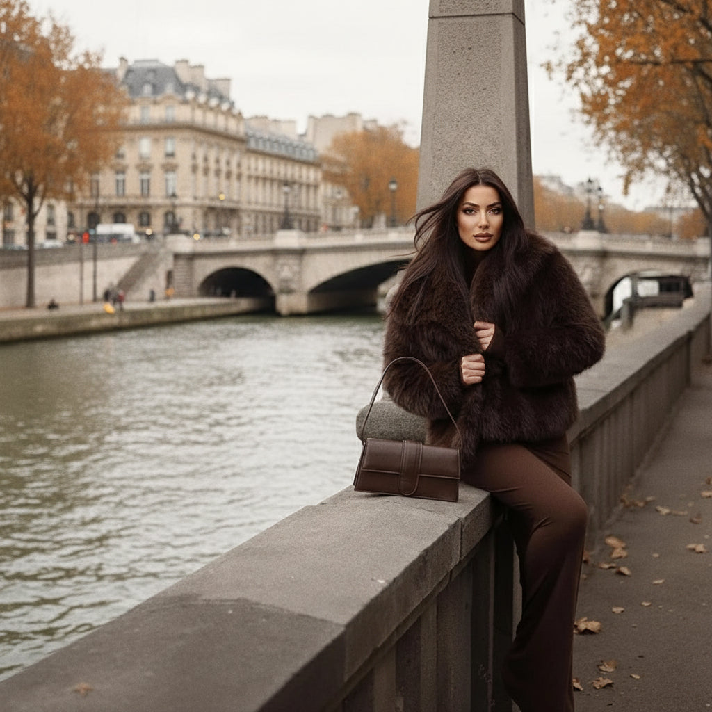 Manteau court fausse fourrure