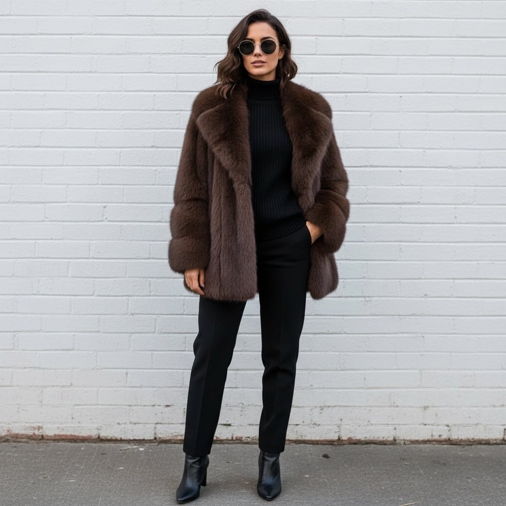 Manteau court fausse fourrure