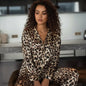 Ensemble pyjama satin léopard