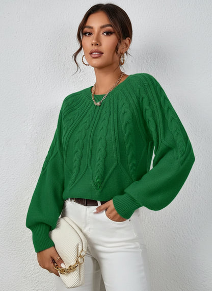 Pull Tricoté Torsadé Décontracté